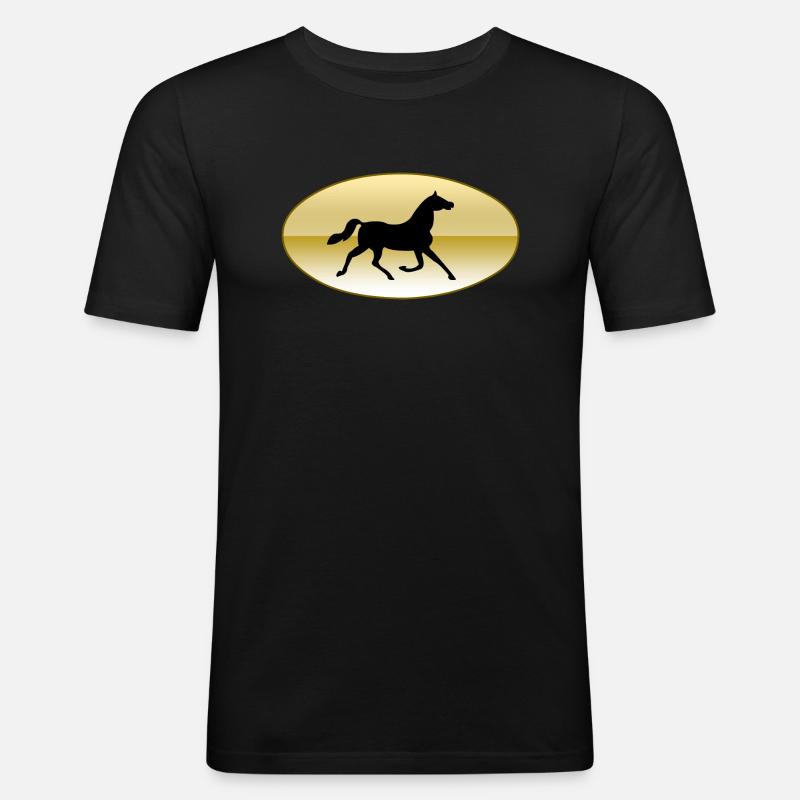 Cavallo - Maglietta aderente da uomo - nero