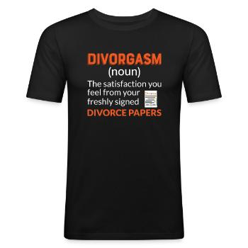 Divorgasm Divorcee Ex-Wife Men Women - Männer Slim Fit T-Shirt - Schwarz - Vorne - Nik (191cm)