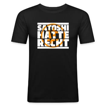 Satoshi hatte Recht - Männer Slim Fit T-Shirt - Schwarz - Vorne - Nik (191cm)