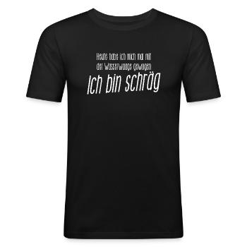 mal mit der Wasserwaage gewogen - ich bin schräg - Männer Slim Fit T-Shirt - Schwarz - Vorne - Nik (191cm)