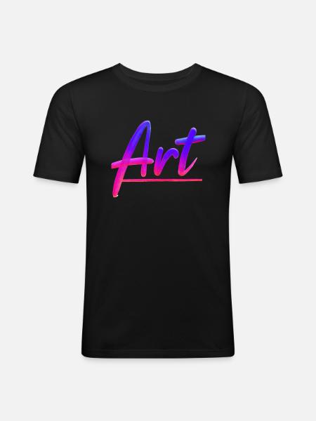 ART lettering in magenta sky - Men's Slim Fit T-Shirt - black