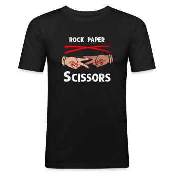 Stein Papier Schere Lustig Lesbisch Stolz LGBT - Männer Slim Fit T-Shirt - Schwarz - Vorne - Nik (191cm)