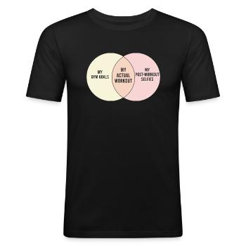 Dancing Funny Venn Diagram Workout Gym - Männer Slim Fit T-Shirt - Schwarz - Vorne - Nik (191cm)