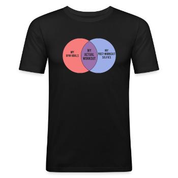 Dancing Funny Venn Diagram Workout Gym - Männer Slim Fit T-Shirt - Schwarz - Vorne - Nik (191cm)