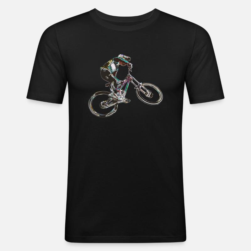 MTB-Abfahrt - Männer Slim Fit T-Shirt - Schwarz