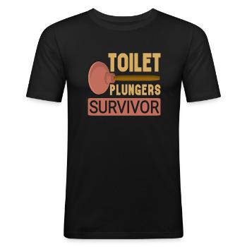 Toilettenkolben Überlebender - Männer Slim Fit T-Shirt - Schwarz - Vorne - Nik (191cm)