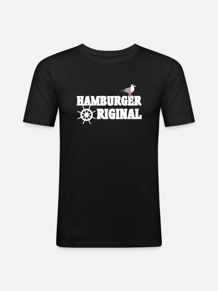Original Hamburger - Männer Slim Fit T-Shirt - Schwarz
