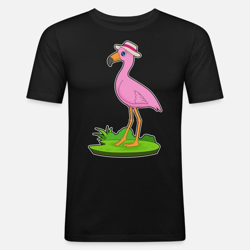 Flamingo Hut - Männer Slim Fit T-Shirt - Schwarz