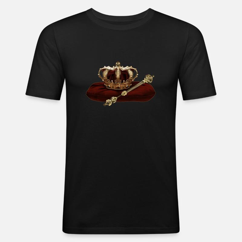 Krone und Zepter - Männer Slim Fit T-Shirt - Schwarz