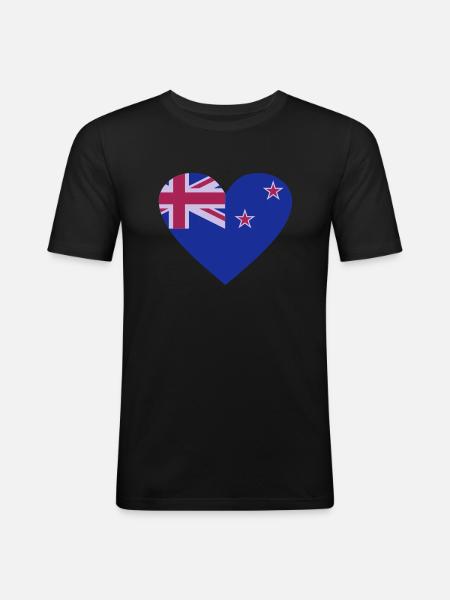 Neuseeland - Männer Slim Fit T-Shirt - Schwarz