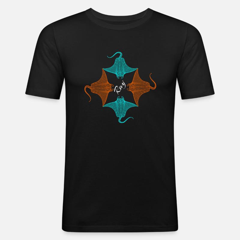 Rochen - Männer Slim Fit T-Shirt - Schwarz