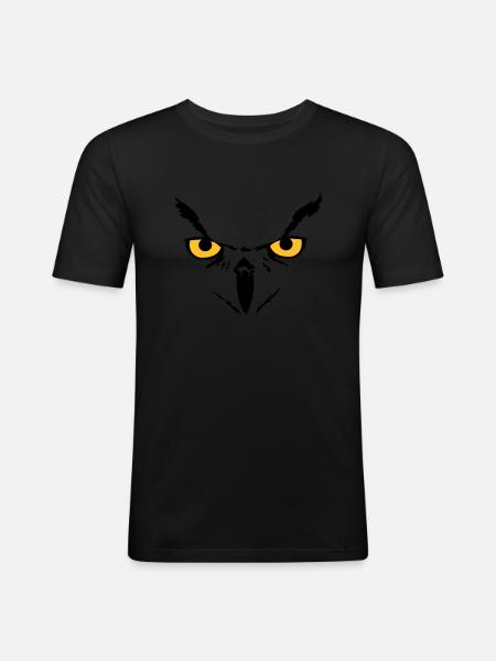 Owl face - Männer Slim Fit T-Shirt - Schwarz