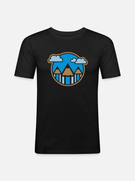 Pens (landscape) 02 - Men's Slim Fit T-Shirt - black