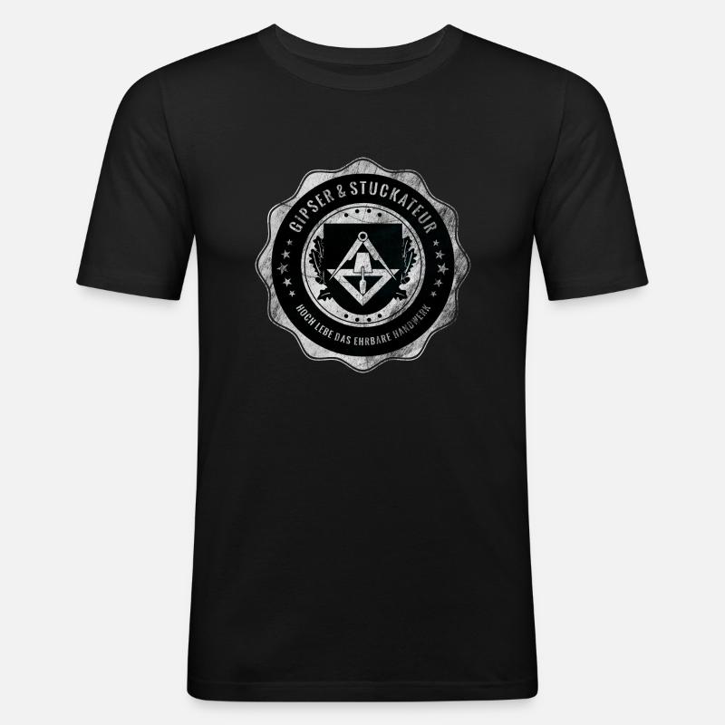 Plasterer, plasterer, craft, guild emblem - Men's Slim Fit T-Shirt - black