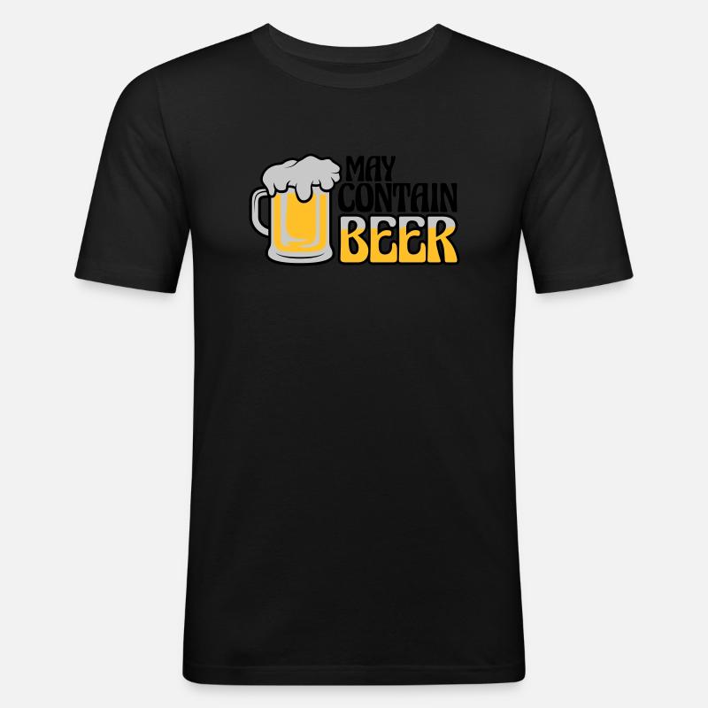 May Contain Beer Spruch - Männer Slim Fit T-Shirt - Schwarz