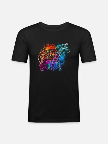 Bunte Hyäne - Männer Slim Fit T-Shirt - Schwarz