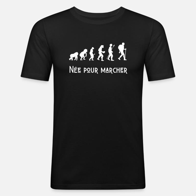 née pour marcher évolution - T-shirt près du corps Homme - noir