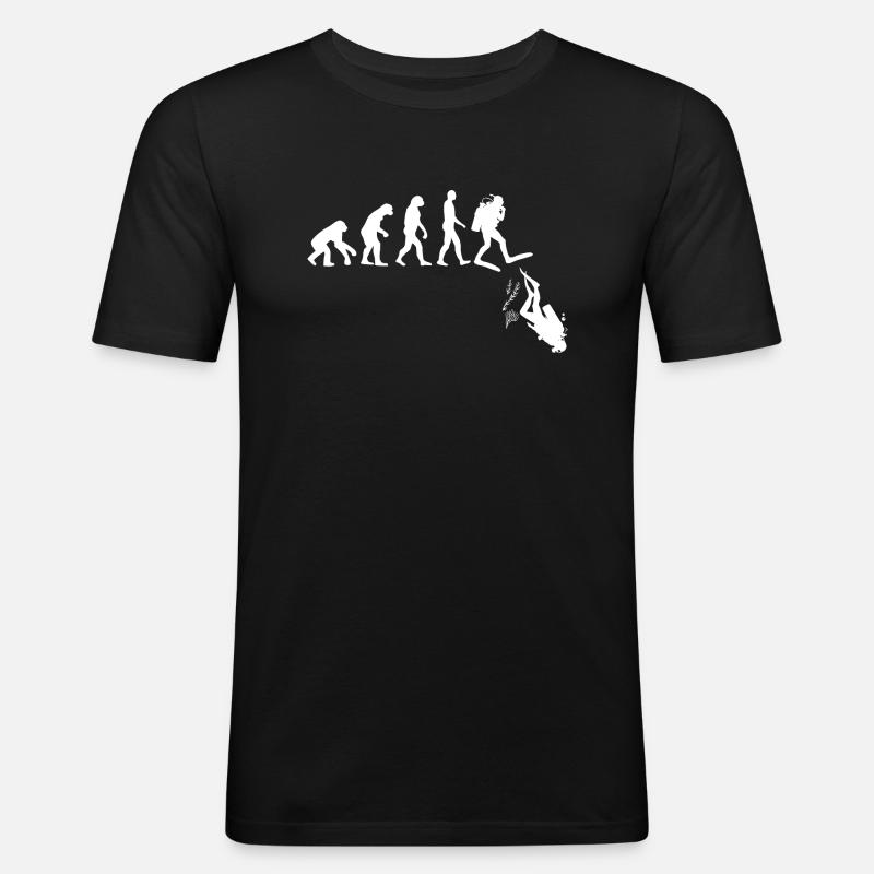 plongée évolution plongeur humour plonger - T-shirt près du corps Homme - noir