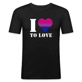 I love to love - Men's Slim Fit T-Shirt - black - Front - Nik (191cm)