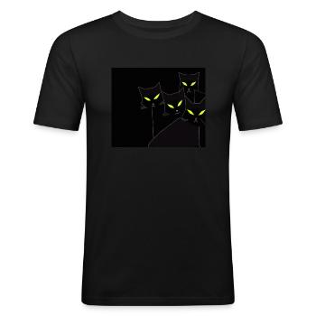 Black cats in black night - Men's Slim Fit T-Shirt - black - Front - Nik (191cm)