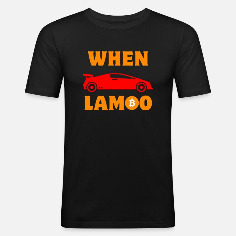Krypto When Lambo BTC Bitcoin - Männer Slim Fit T-Shirt - Schwarz