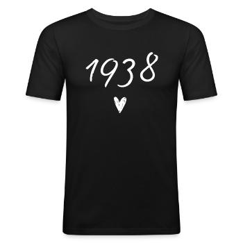 1938 Herzgeburtstag - Männer Slim Fit T-Shirt - Schwarz - Vorne - Nik (191cm)