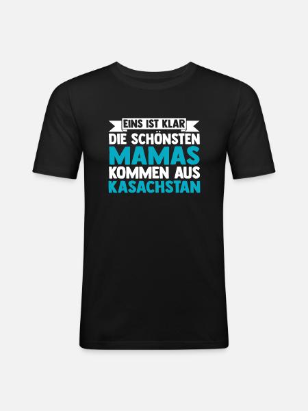 Kasachen Mama Mutter Kasachstan - Männer Slim Fit T-Shirt - Schwarz