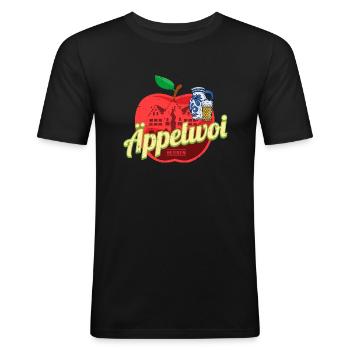 Äppelwoi Frankfurt Deutschland Ebbelwoi Souvenir - Männer Slim Fit T-Shirt - Schwarz - Vorne - Nik (191cm)