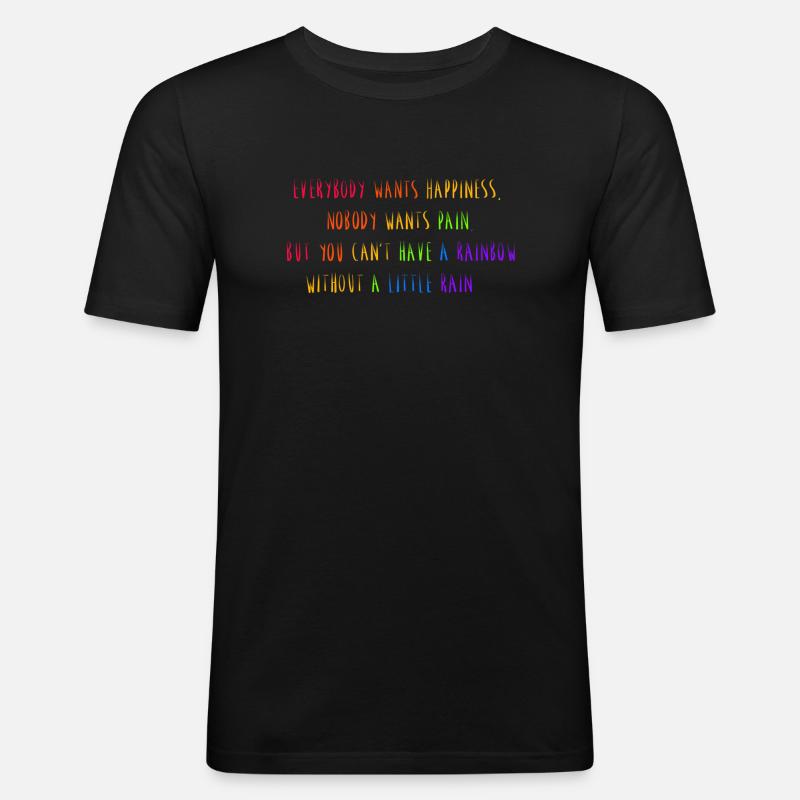 Regenbogen Spruch - Männer Slim Fit T-Shirt - Schwarz