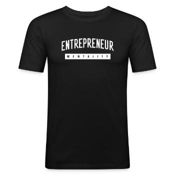 Entrepreneur mentality, clean text - Men's Slim Fit T-Shirt - black - Front - Nik (191cm)