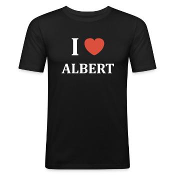i love Albert - T-shirt près du corps Homme - noir - Devant - Nik (191cm)