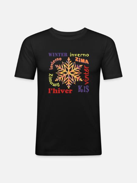 Winter multilingual E 53 - Men's Slim Fit T-Shirt - black