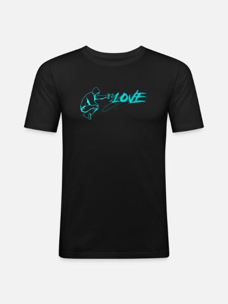 GRAFFITI LOVE - Men's Slim Fit T-Shirt - black