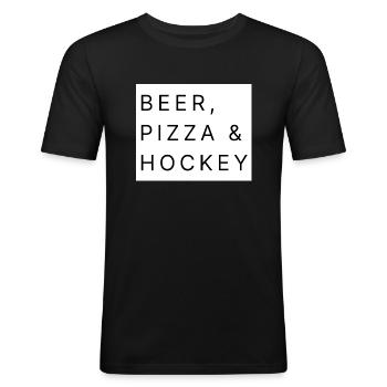 BIÈRE, PIZZA, HOCKEY - T-shirt près du corps Homme - noir - Devant - Nik (191cm)