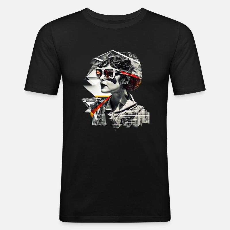 Retro Flash No47 - Männer Slim Fit T-Shirt - Schwarz