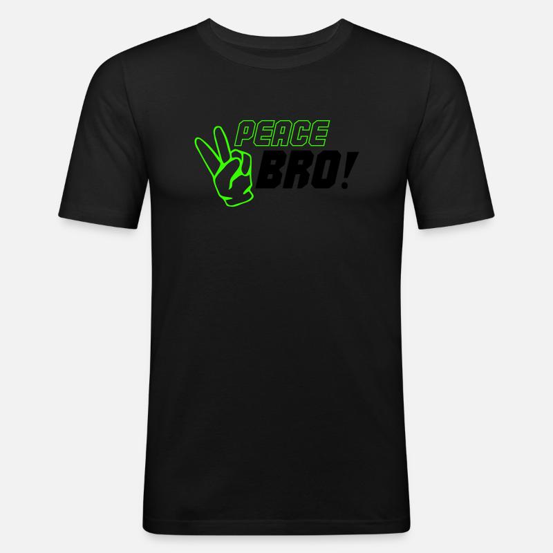 peace bro 02 - Männer Slim Fit T-Shirt - Schwarz