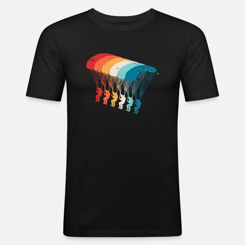 Skydive Evolution: Fallschirmspringer Design - Männer Slim Fit T-Shirt - Schwarz
