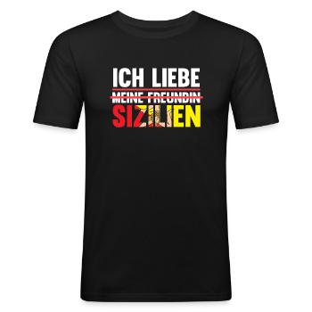 Sizilianer Sizilianisch Sizilien - Männer Slim Fit T-Shirt - Schwarz - Vorne - Nik (191cm)