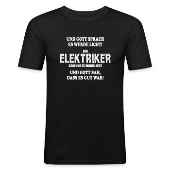 Lustiger Elektriker-Spruch - Männer Slim Fit T-Shirt - Schwarz - Vorne - Nik (191cm)
