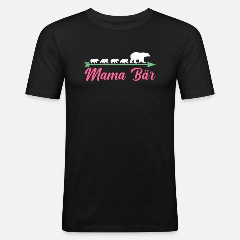 Mutter Mama Bär - Männer Slim Fit T-Shirt - Schwarz