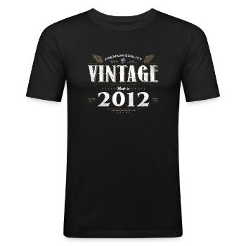 12 Jahre alter Jahrgang 2012 Limitierte Auflage 12. - Männer Slim Fit T-Shirt - Schwarz - Vorne - Nik (191cm)