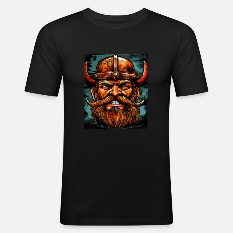 Wikinger Krieger Valhalla Odin - Männer Slim Fit T-Shirt - Schwarz