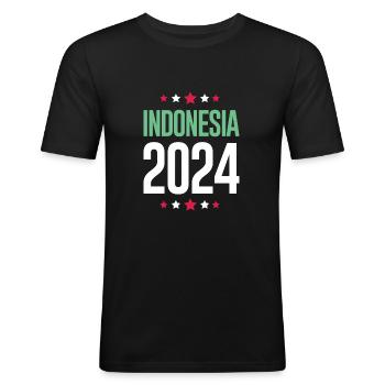 Jours fériés Indonésie 2024 - T-shirt près du corps Homme - noir - Devant - Nik (191cm)