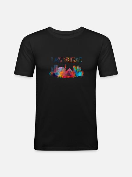 Las Vegas - Männer Slim Fit T-Shirt - Schwarz