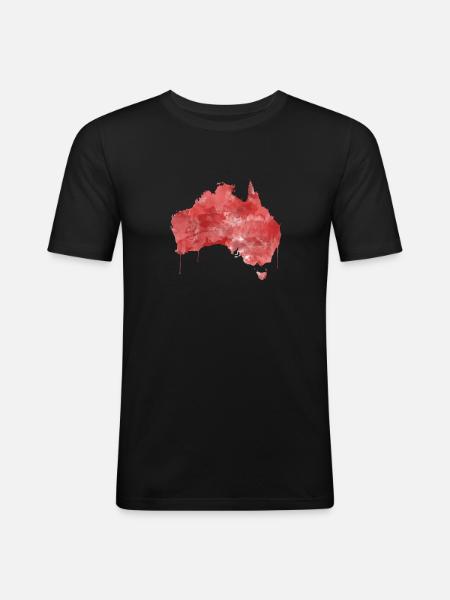 Australie - T-shirt près du corps Homme - noir