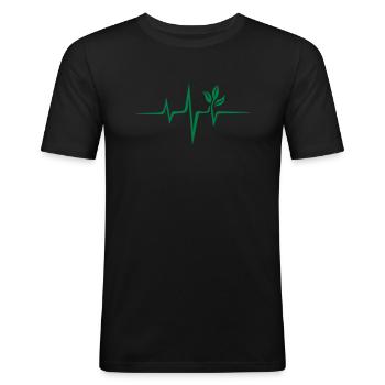 Pouls vert, végétalien, terre, vegan, green planet - T-shirt près du corps Homme - noir - Devant - Nik (191cm)