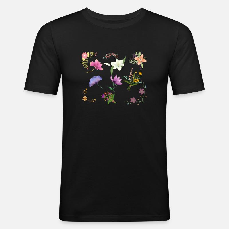 Floral pattern - Men's Slim Fit T-Shirt - black