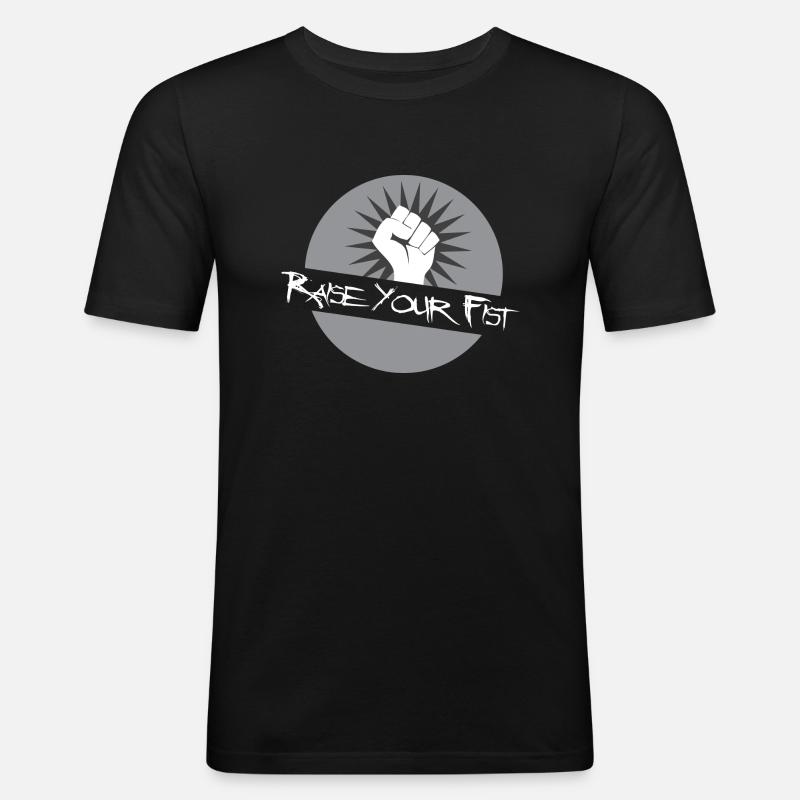 Heben Sie die Faust - Männer Slim Fit T-Shirt - Schwarz
