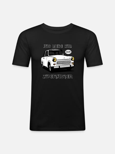 Trabi Auto - Männer Slim Fit T-Shirt - Schwarz