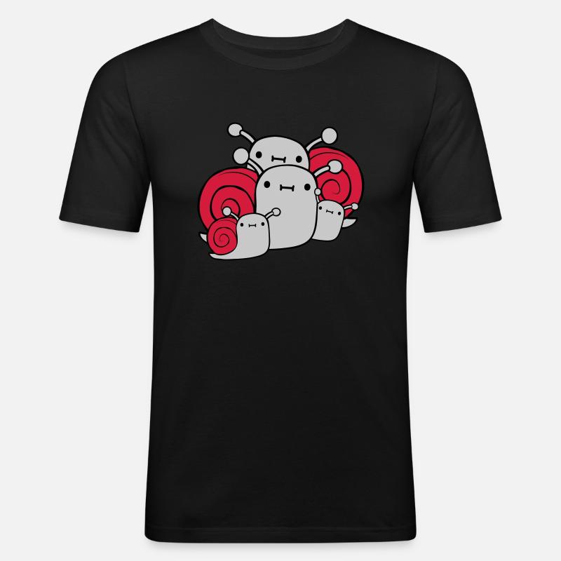 Eltern Kinder Schnecken - Männer Slim Fit T-Shirt - Schwarz